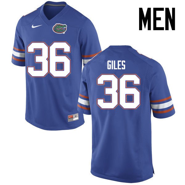 Florida Gators Men #36 Eddie Giles College Football Jerseys Blue
